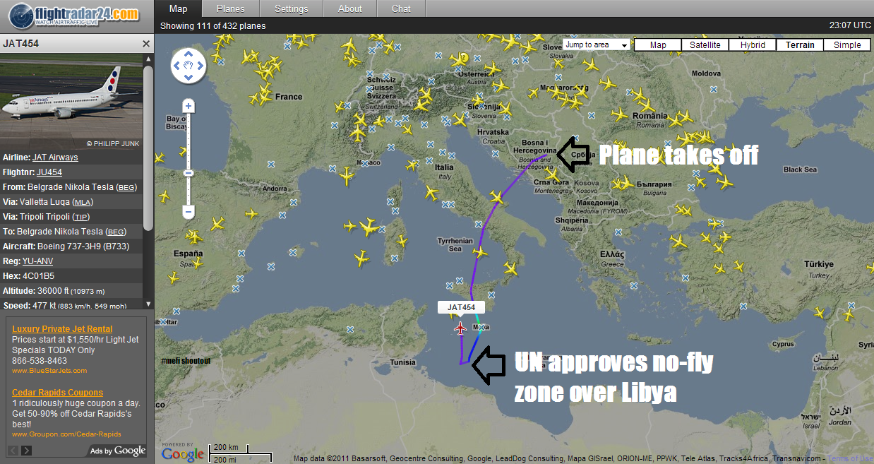 itinerariu avion Libia