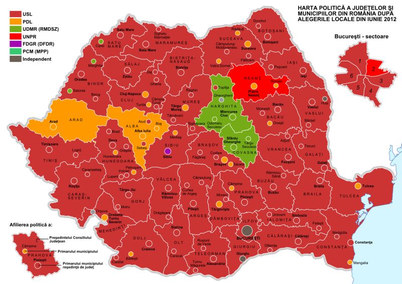 harta alegeri locale Romania 2012